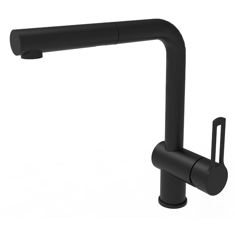 Paffoni - Vallone Mitigeur de cuisine avec douchette extractible, noir mat (RIN185NO)