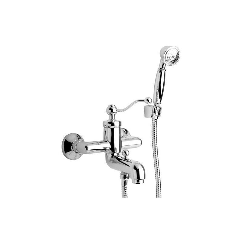 Mitigeur de baignoire extérieur avec kit de douche fixe en laiton chromé - Paini Toscana