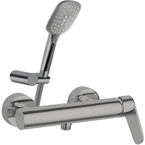Mitigeur douche avec ensemble de douche Q3 ALEXIA, Nickel Brossé - 360801Q3NC