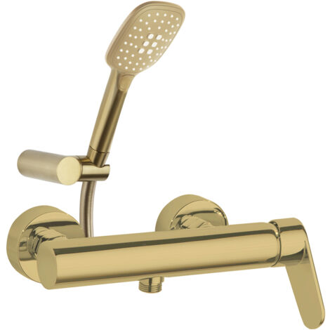 Mitigeur douche avec ensemble de douche Q3 ALEXIA, Or Brossé - 360801Q3OC