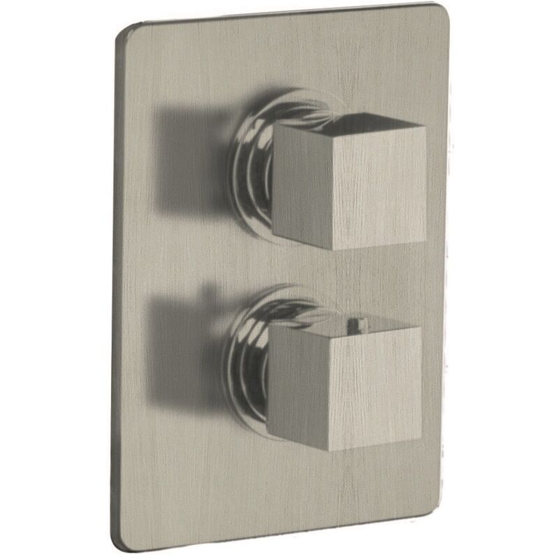 Mitigeur douche carré encastre thermostatique + box pvd gris acier