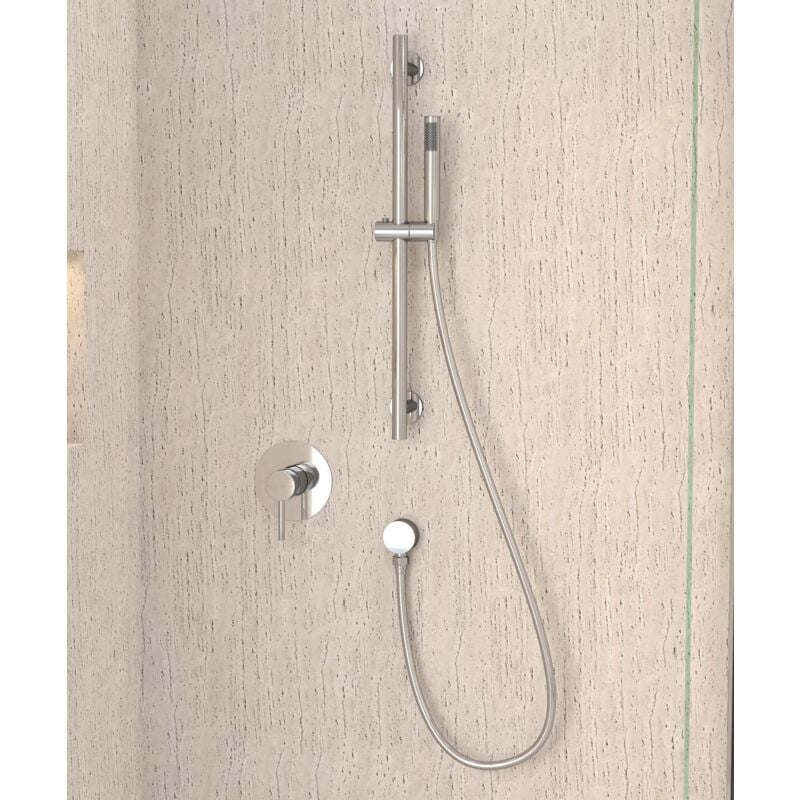 Kroos ® - Mitigeur douche encastré avec ensemble barre et douchette Chromé - Corbeau