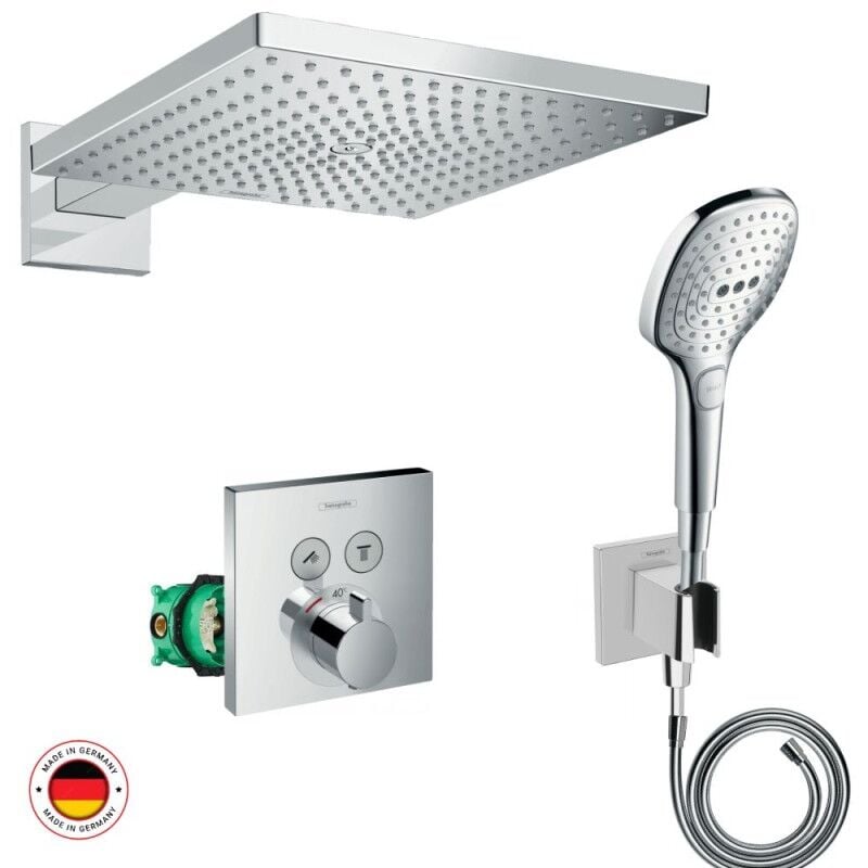 Hansgrohe - Lot robinet douche encastré thermostatique ShowerSelect + Douche de tête Raindance e 300 fixation murale