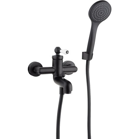 Mitigeur douche extérieur noir mat avec raccord inférieur 1/2" Fortis noir