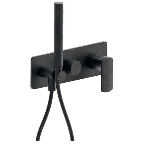 Mitigeur Douche Mural Profilo Encastre 2 Sorties Chrome Noir Brosse Robinetterie PROFILO - CRISTINA ONDYNA PF60275