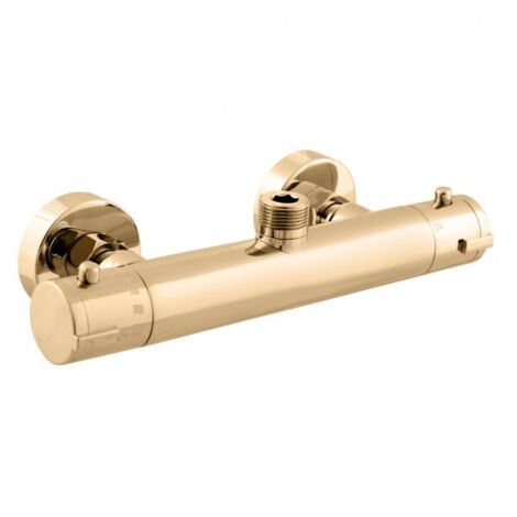 Mitigeur douche mural thermostatique en laiton doré - sortie haut