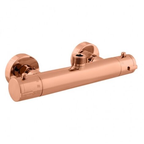 Mitigeur douche mural thermostatique en laiton rose gold brossé - sortie haut