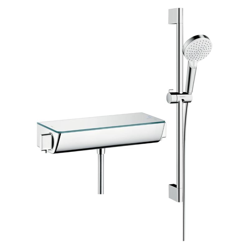 Hansgrohe - Mitigeur douche thermostatique Ecostat Select EcoSmart chromé + pack pommeau de douche Crometta 2 jets + flexible + barre
