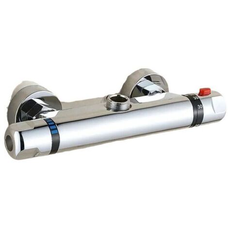 Mitigeur douche thermostatique murale Mitigeur de Baignoire Chromé Robinet Mélangeur pour Salle de Bain (Corps en cuivre)