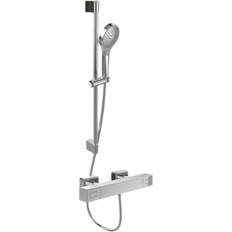 Mitigeur douche thermostatique VILLEROY ET BOCH Universal rectangle + Ensemble de douche Verve Showers chromé