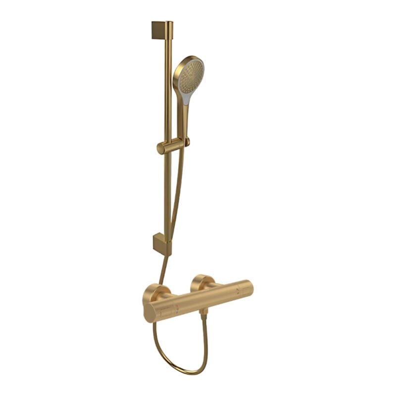 Villeroy&boch - Mitigeur douche thermostatique villeroy et boch Universal rond + Ensemble de douche Verve Showers 3 jets Or brossé