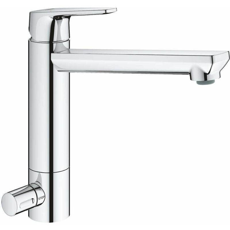 Grohe - BauEdge - Mitigeur d'évier avec vanne d'arrêt, chrome 31696000