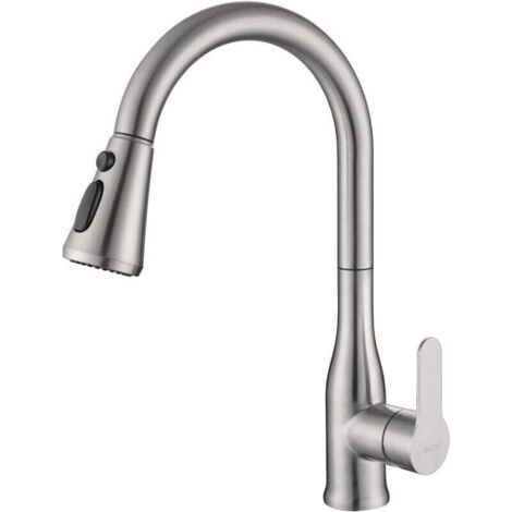Mitigeur Évier à Arc Élevé, Robinet Cuisine avec Douchette Extensible Mitigeur Pivotant à 360° Robinet d'Évier à Ressort
