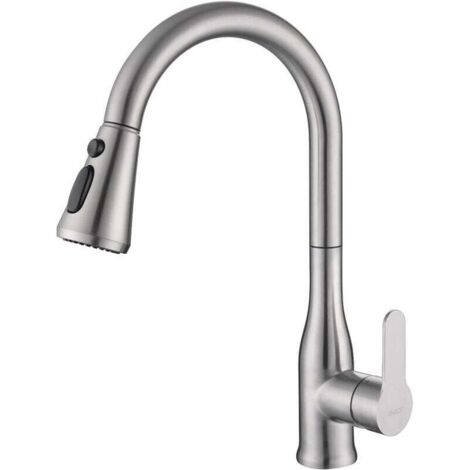 Mitigeur Évier à Arc Élevé,  Robinet Cuisine avec Douchette Extensible Mitigeur Pivotant à 360° Robinet d'Évier à Ressort