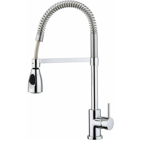 Mitigeur évier à bec haut orientable avec douchette - Matériau : Laiton - Saillie : 220 mm - Hauteur : 490 mm - Décor : Chromé - ITAR