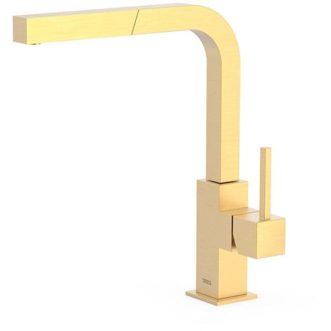 Mitigeur évier avec bec extractible Or Mat TOP TRES COLOR - TRES 006437OM