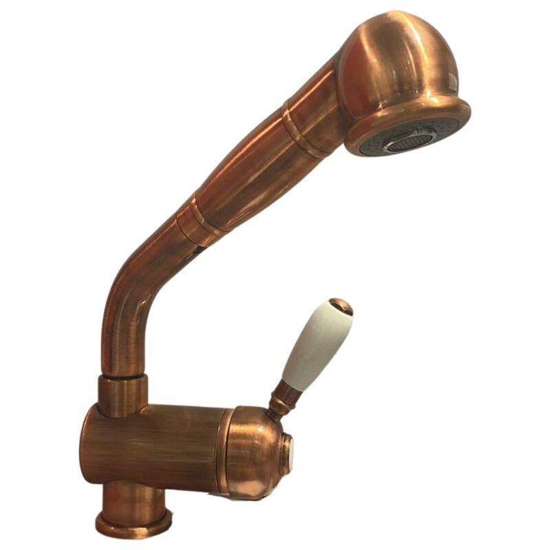 Mitigeur évier avec douchette extractible couleur cuivre antique - Paini Cucina 64RA566ANT