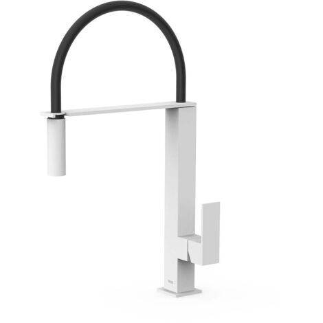 Mitigeur évier blanc mat avec bec extractible - TRES 00648701BM