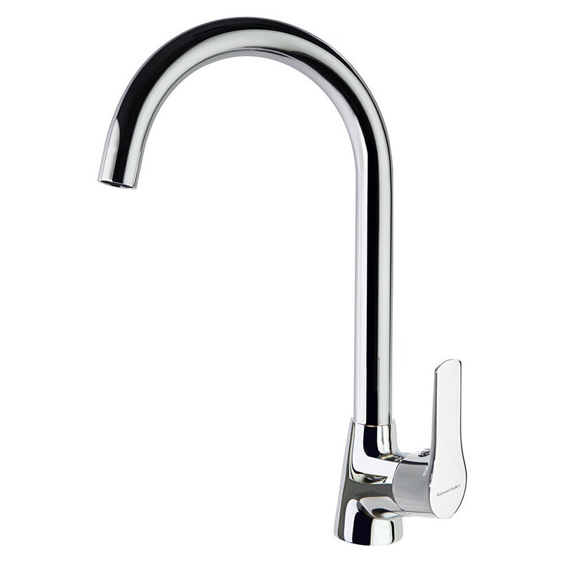 Ramon Soler - Mitigeur évier Chromé haut col de cygne bec orientable titanium nf