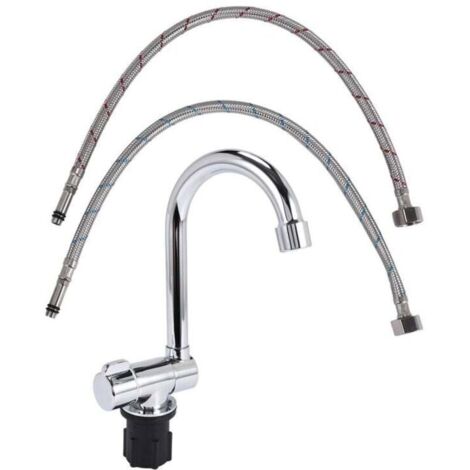 Mitigeur Évier Cuisine Pliable Rotation 360 Degrés Eau Froide Chaude pour Bateau Camping-Car