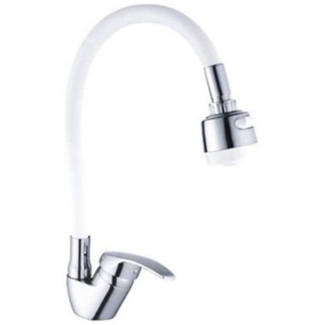 Mitigeur évier Douche Douchette Pour Maison Cuisine Flexible Blanc