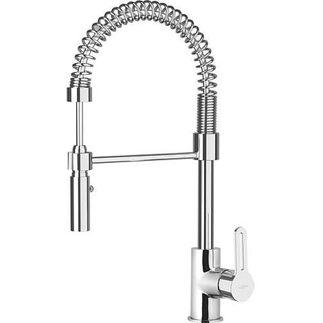 Mitigeur evier Enzan chromé Bec d'écoulement pivotant avec ressort, entraxe 215 mm