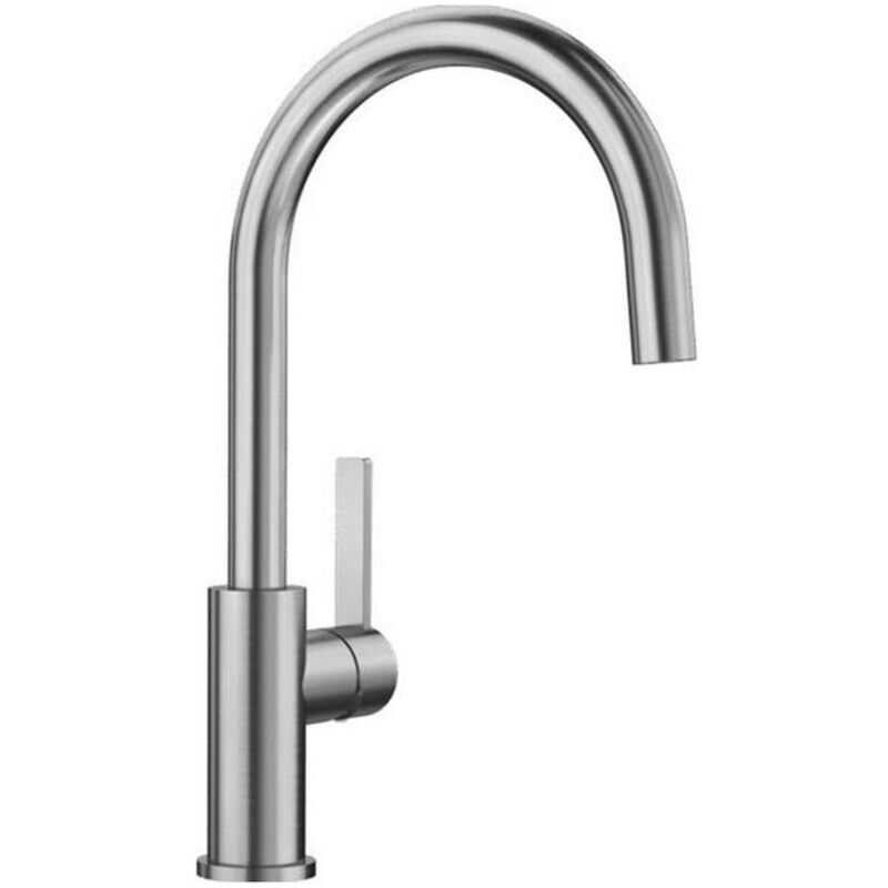 Blanco - 523120 Mitigeur - Monotrou - Bec Tube Orientable 360° - Inox Brossé - Design Haut de Gamme - Levier Vertical - Économie d'Eau