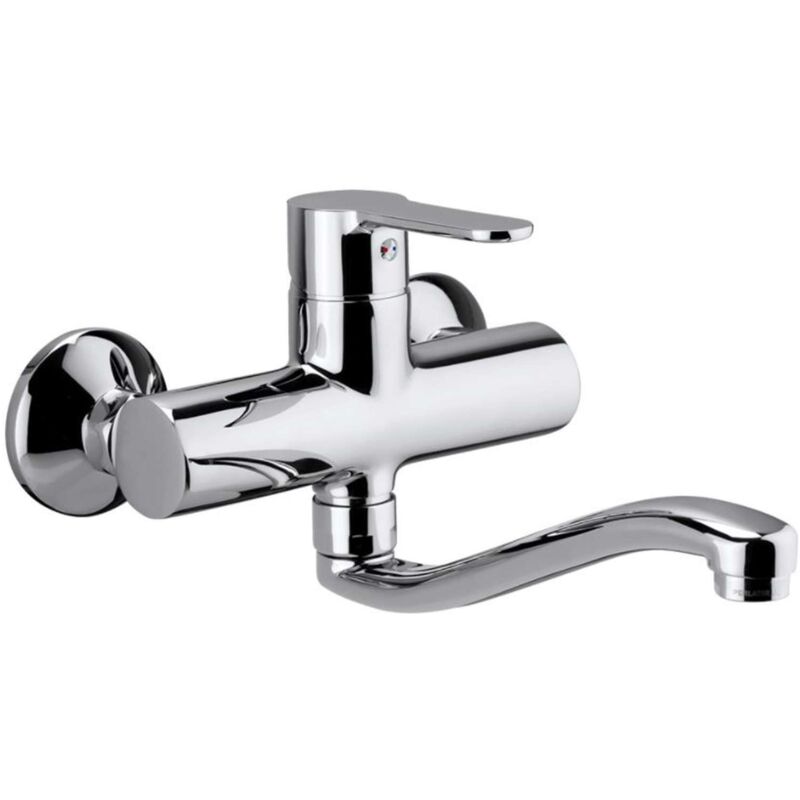 Paffoni - Mitigeur d'évier mural Snake Tube Bleu Chrome