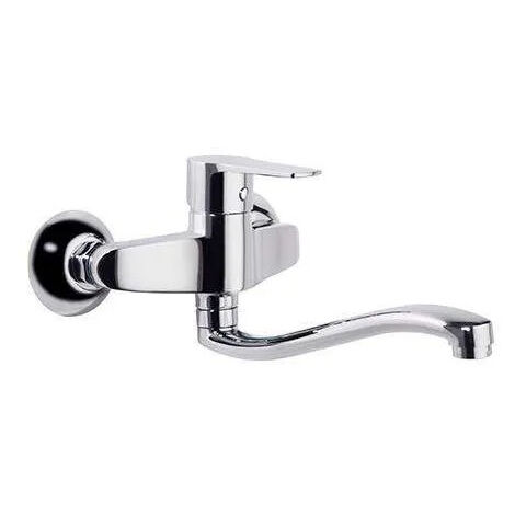 Mitigeur évier mural bec bas orientable Titanium
