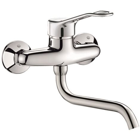 Mitigeur évier mural - Mitigeur mural à bec orientable L.200, manette ajourée Avec raccords standards