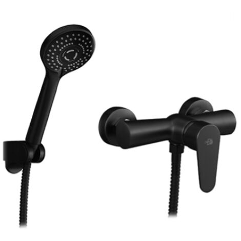 Mitigeur exte'rieur monocommande avec inverseur Lizzy noir mat avec douchette