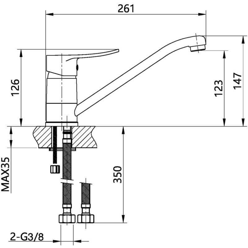 Mitigeur d'évier NOVA+ évier bec bas NF C2 - GARIS
