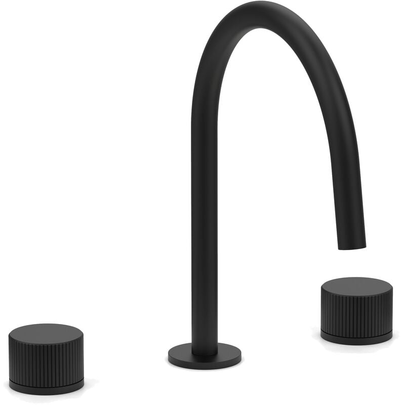 Paffoni - Mitigeur lavabo 3 trous noir mat avec bec fixe Jo JO052NO Noir mat - Sans vidage