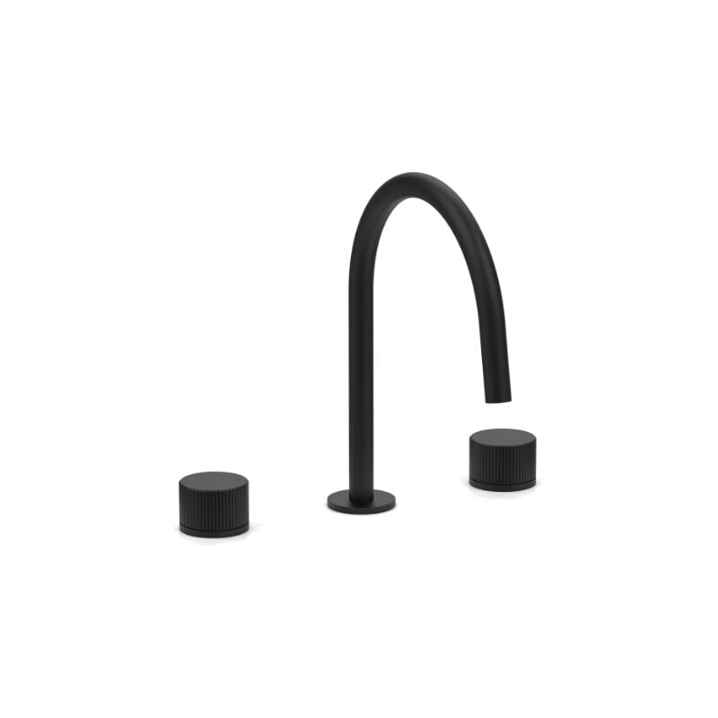 Mélangeur lavabo 3 trous avec bec fixe Paffoni série Jo JO053NO Laiton - Noir mat