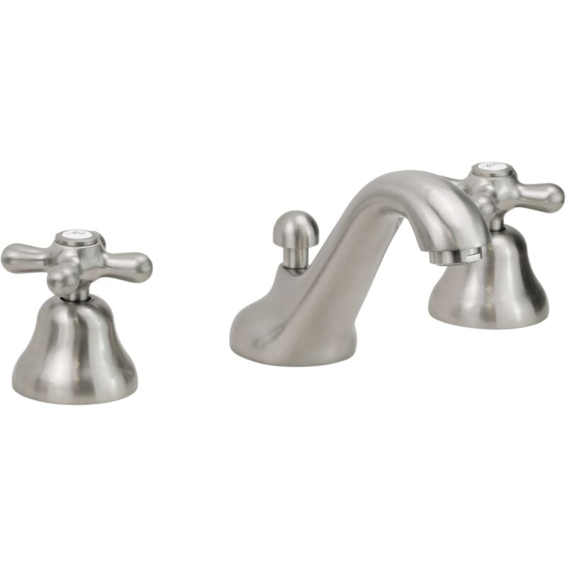 Mitigeur lavabo 3 trous couleur acier antique avec vidage 1'1/4 Gattoni Calypso 1109550A0 acier inoxydable brossé