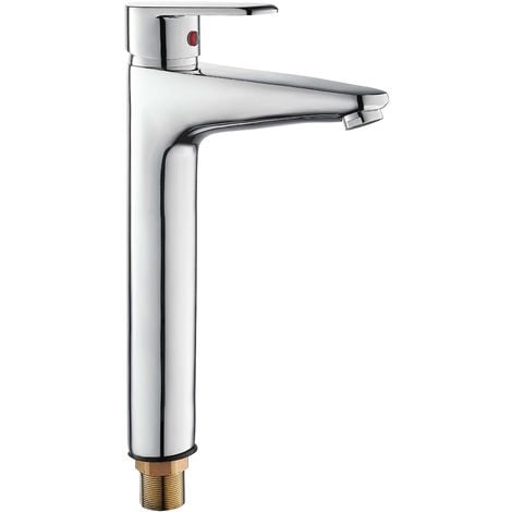 Mitigeur lavabo avec bec haut Asia en laiton chromé avec vidage | Chromè