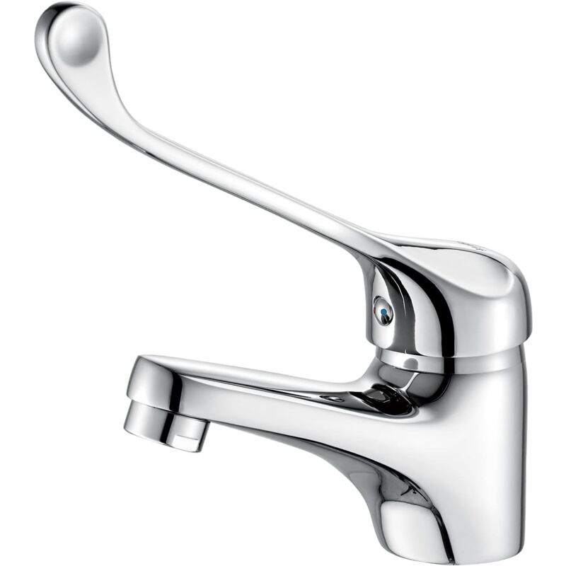 Shining House - Mitigeur Lavabo avec Poignée Médicale, Robinet de Salle de Bains, Chromé, Argent