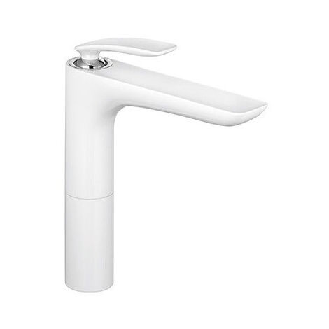 Mitigeur lavabo BALANCE DN 15 hauteur bec bord inférieur 212 mm chrome / blanc KLUDI