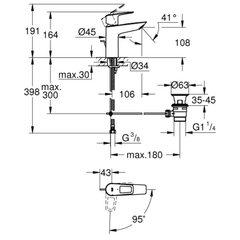 Mitigeur de lavabo Bauloop taille M corps lisse - GROHE