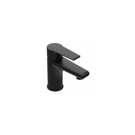 Mitigeur lavabo bec court noir NF. Avec vidange Clic Clac