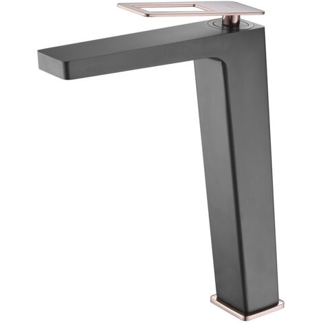 Mitigeur Lavabo bec haut Noir et Rose Doré - IMEX Suecia