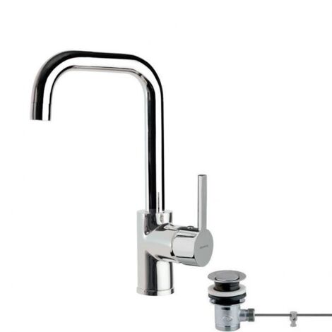 Mitigeur lavabo bec orientable Chromé DRAKO NF avec vidage en laiton