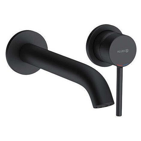 Mitigeur lavabo BOZZ 220 mm encastrable noir mat, 2 trous, bec mural 220 mm KLUDI