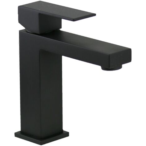 Mitigeur lavabo carré noir mat Ercos Italia R BTITRKLAF1 Noir mat - Vidage automatique 1"1/4