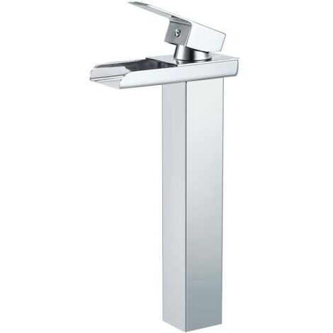 Mitigeur Lavabo Cascade Chromé Robinet Salle de Bain Bec Haut Moderne Eau Froide Chaude