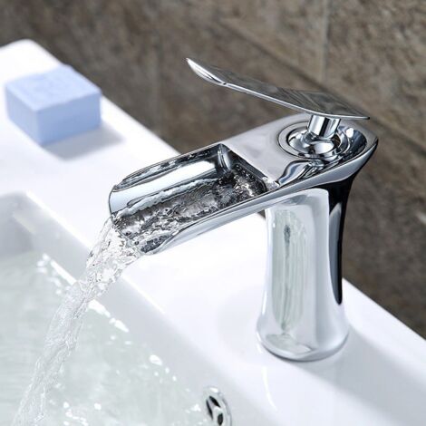 Robinet lavabo mitigeur contemporain avec bec en cascade