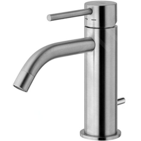 Mitigeur lavabo couleur acier brossé avec vidage 1"1/4 Paffoni Light LIG075ST  Steel Looking