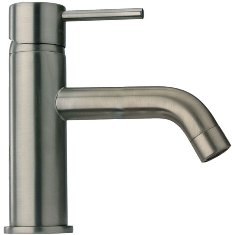 Mitigeur lavabo Cox bec long PVD Gris Acier Brossé