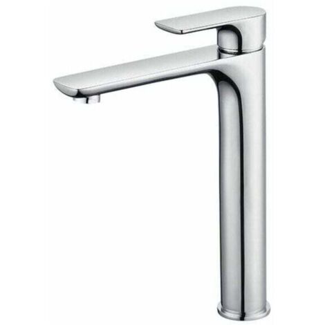 Mitigeur Lavabo Design à Bec Haut Grand Robinet Salle de Bain Chromé avec Mousseur Démontable Robinet de Lavabo en Laition Robinet haut salle bain -