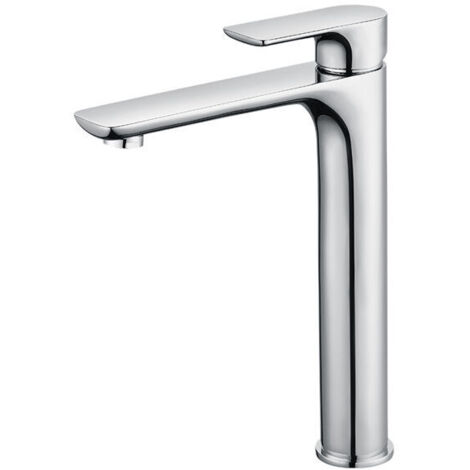 Mitigeur Lavabo Design à Bec Haut Grand Robinet Salle de Bain Chromé avec Mousseur Démontable Robinet de Lavabo en Laition Robinet haut salle bain